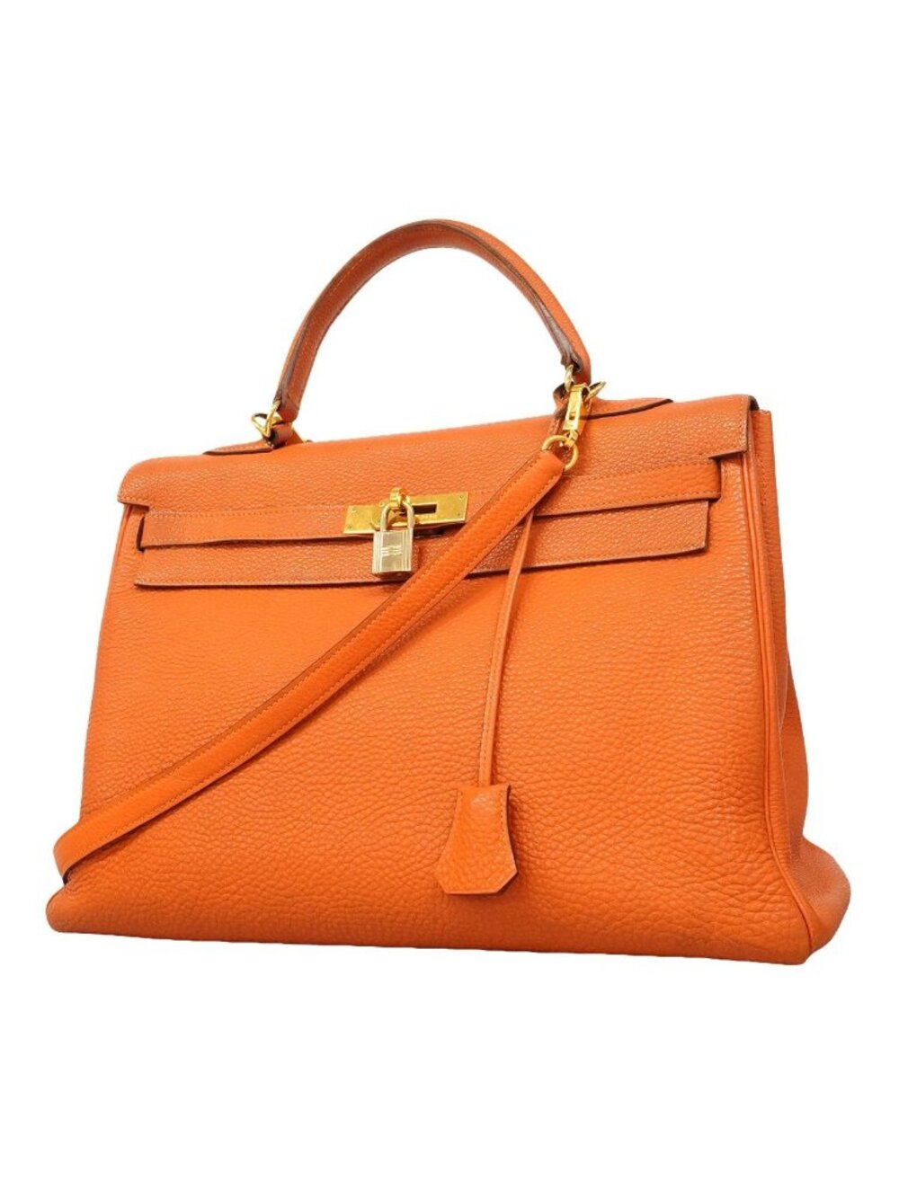 Hermes Handbag Kelly 35 Togo Orange Gold 2-Way Bag